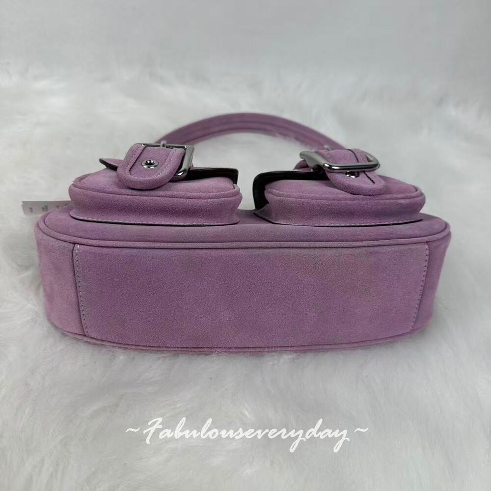 Coach Ashton Shoulder Bag Crossbody In Suede/Silver/Light Violet CDA95 NWT - Picture 5 of 7